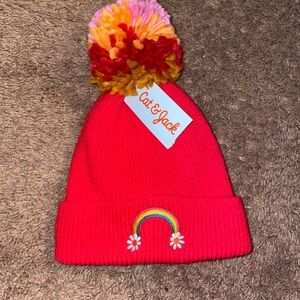 Cat & Jack Kids' Red Pom-Pom Beanie